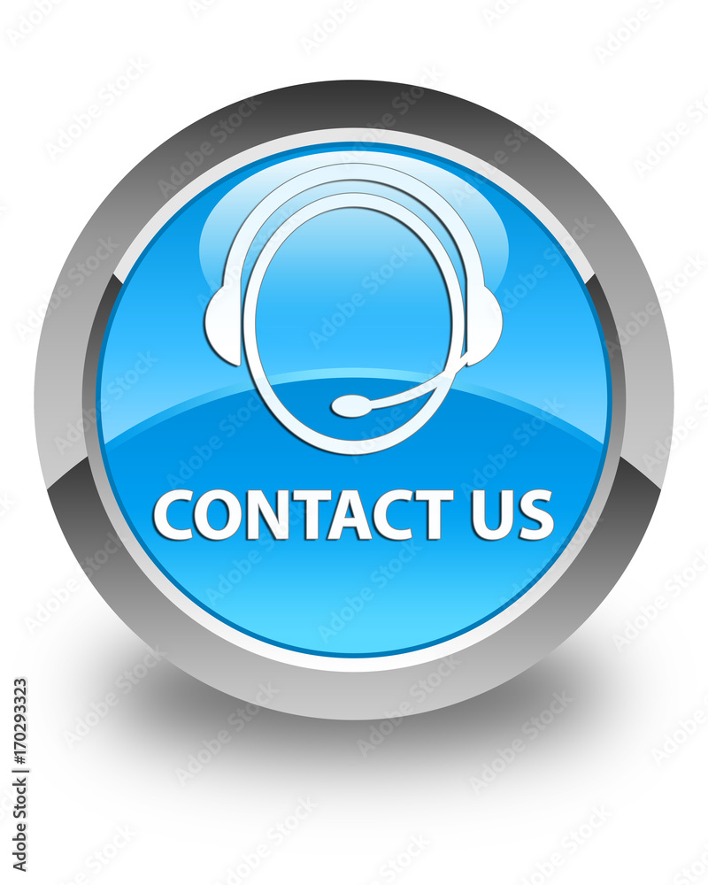 Contact us (customer care icon) glossy cyan blue round button Contact us (customer care icon) glossy cyan blue round button
