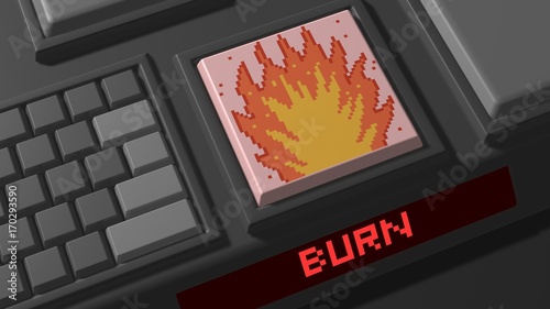 burn button 3d render