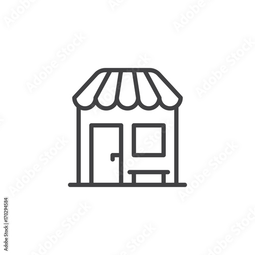 Market line icon, outline vector sign, linear style pictogram isolated on white. Retail shop symbol, logo illustration. Editable stroke. Pixel perfect vector graphics