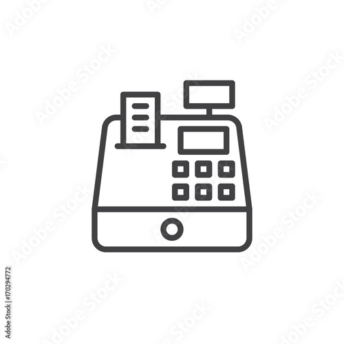 Cash register line icon, outline vector sign, linear style pictogram isolated on white. Symbol, logo illustration. Editable stroke. Pixel perfect vector graphics