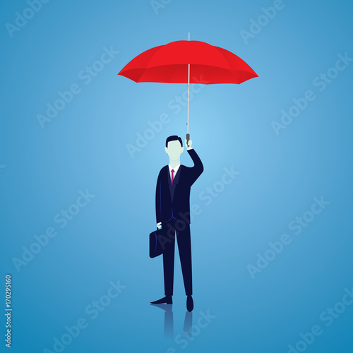 Insurance Protection Concept. Businessman and Umbrella. Vector © inamar
