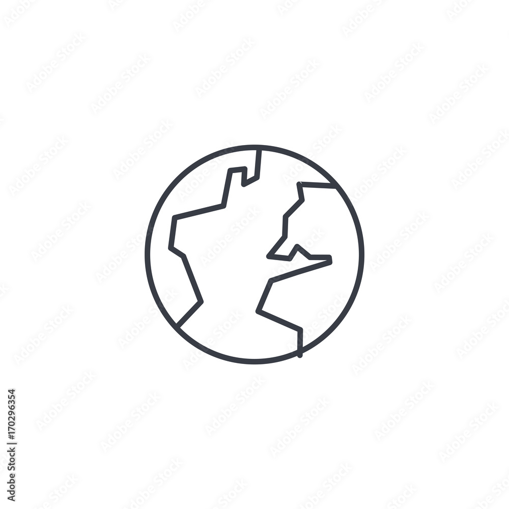 Earth Planet thin line icon. Linear vector illustration. Pictogram isolated on white background Earth Planet thin line icon. Linear vector illustration. Pictogram isolated on white background