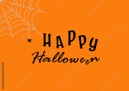 Happy Halloween lettering greeting card and message design background.