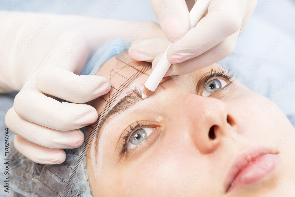Microblading eyebrows workflow in a beauty salon Microblading eyebrows workflow in a beauty salon
