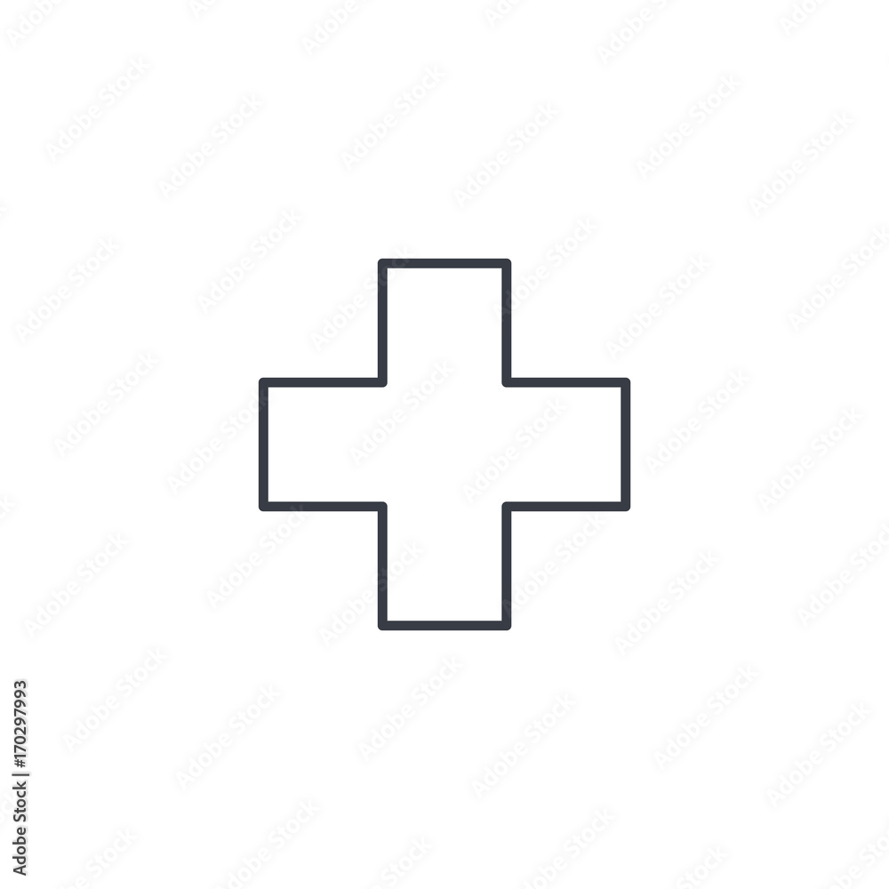 first aid, pharmacy, medical cross thin line icon. Linear vector illustration. Pictogram isolated on white background first aid, pharmacy, medical cross thin line icon. Linear vector illustration. Pictogram isolated on white background