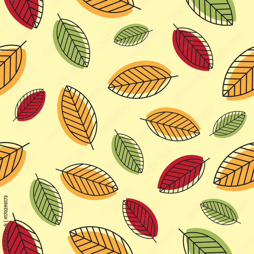 Seamless stylized leaf pattern. Seamless stylized leaf pattern.