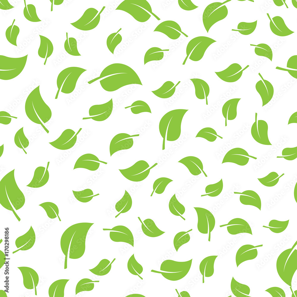 Seamless template texture with green leaves.