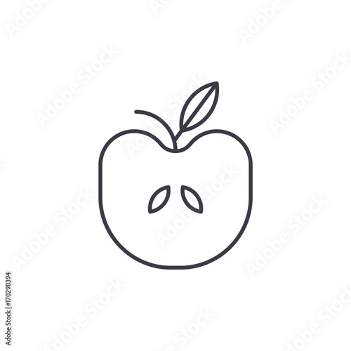 Apple thin line icon. Linear vector illustration. Pictogram isolated on white background