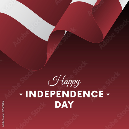 Banner or poster of Latvia independence day celebration. Waving flag. Vector illustration.