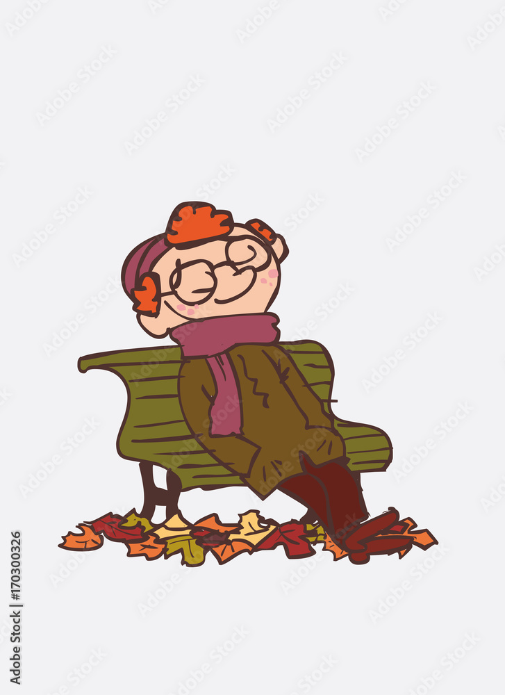 Obraz premium red hair child resting, relaxing, in the park. Character of boy, funny style, isolated.