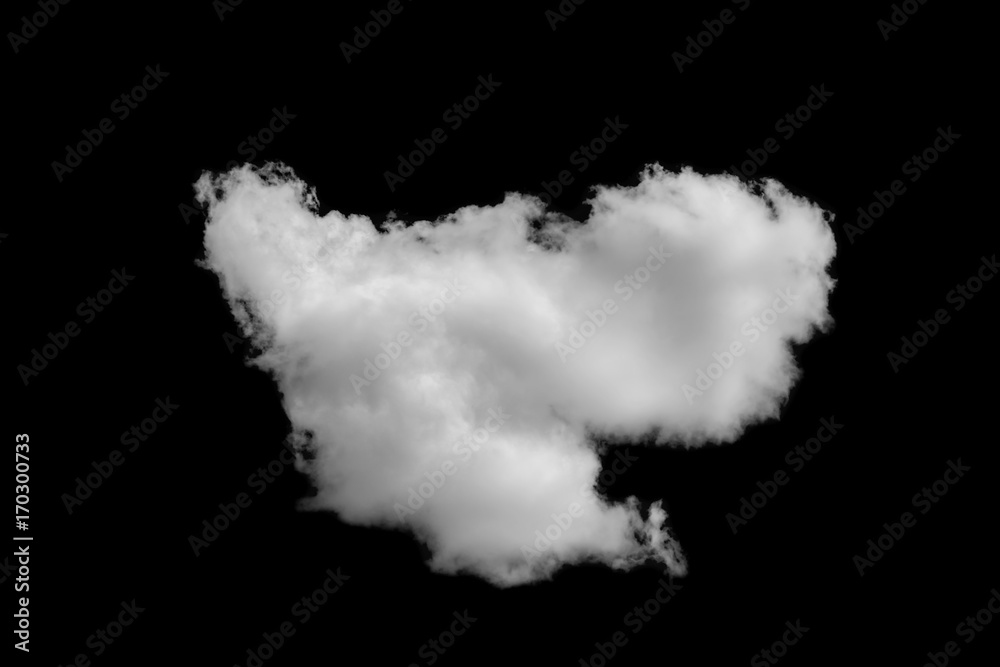 Black sky and singles with cloud isolated on black background