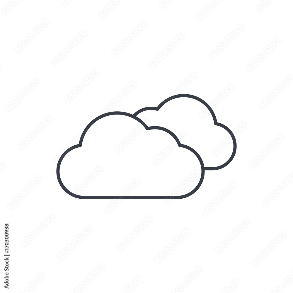 cloudy weather thin line icon. Linear vector illustration. Pictogram isolated on white background cloudy weather thin line icon. Linear vector illustration. Pictogram isolated on white background