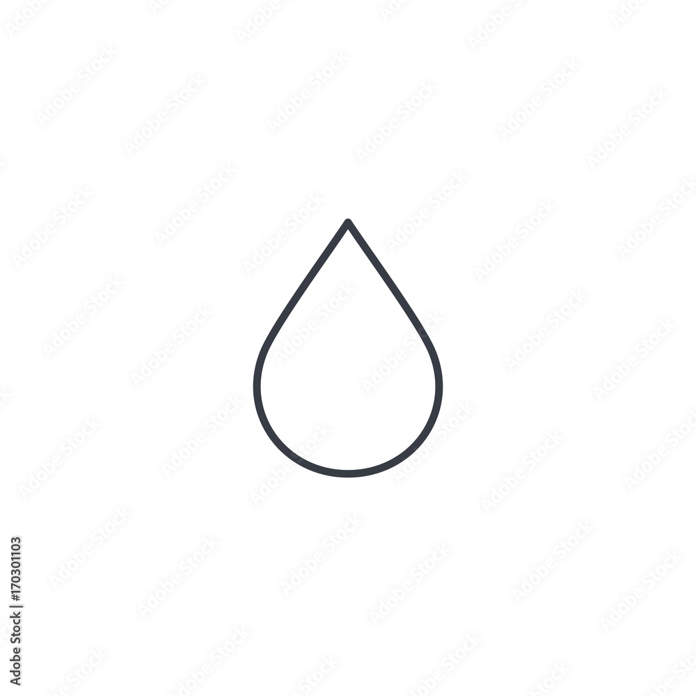water drop thin line icon. Linear vector illustration. Pictogram isolated on white background - obrazy, fototapety, plakaty 