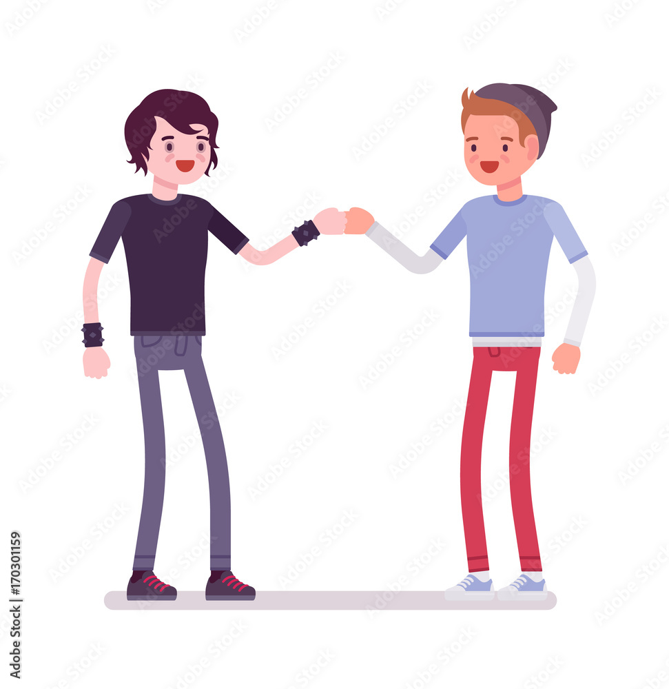 Fototapeta premium Young men fist bump gesture