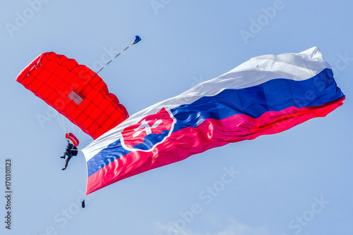 Canvas-taulu Parachuter with slovak flag
