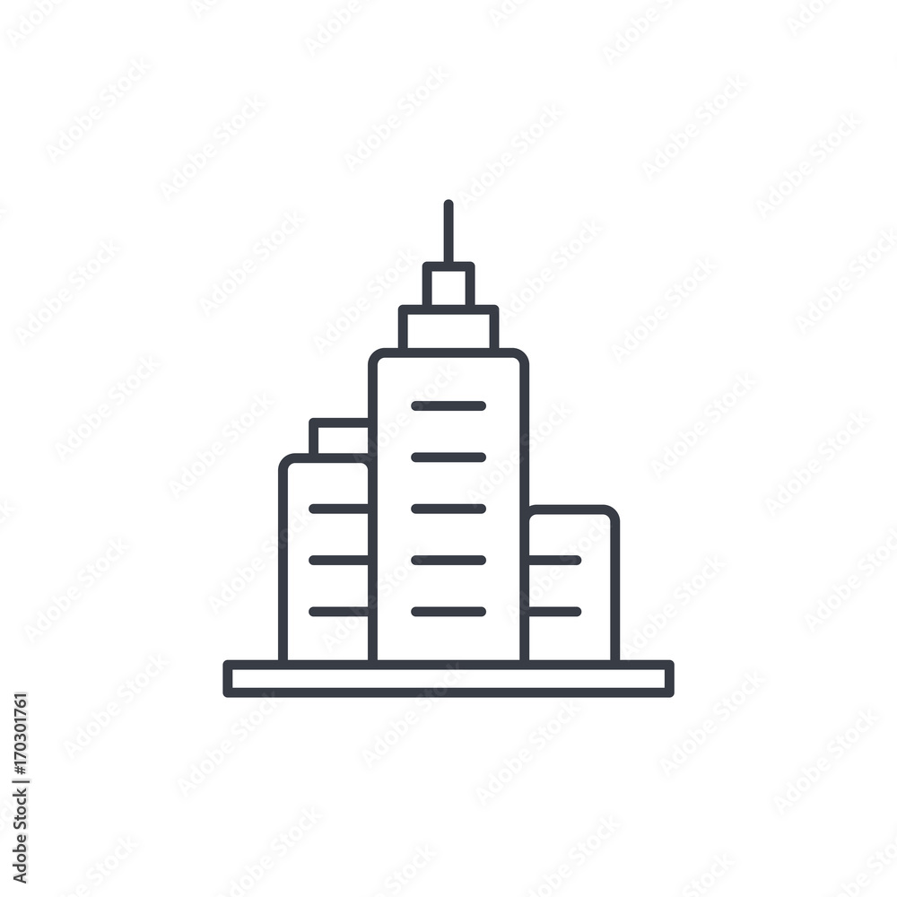 office city building, urban skyscraper thin line icon. Linear vector illustration. Pictogram isolated on white background office city building, urban skyscraper thin line icon. Linear vector illustration. Pictogram isolated on white background