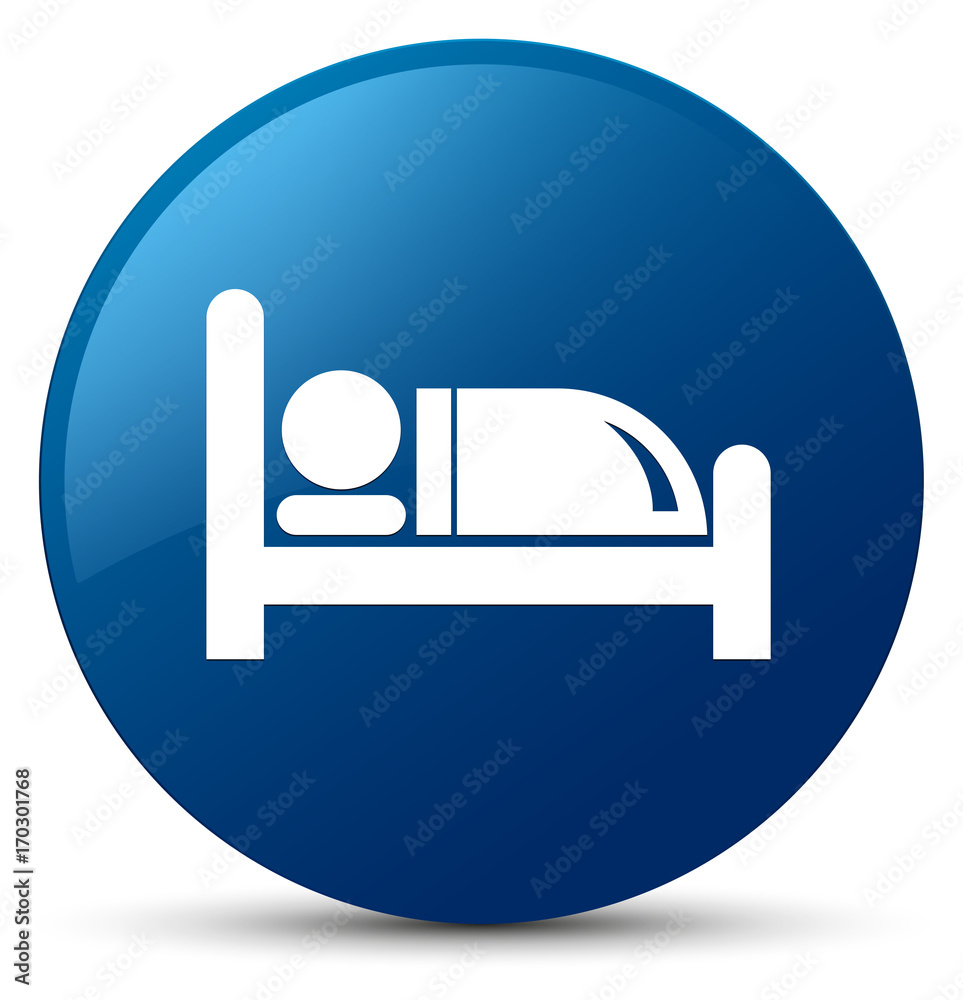 Hotel bed icon blue round button Hotel bed icon blue round button