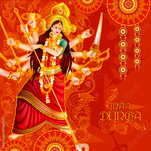Happy Durga Puja festival background for India holiday Dussehra