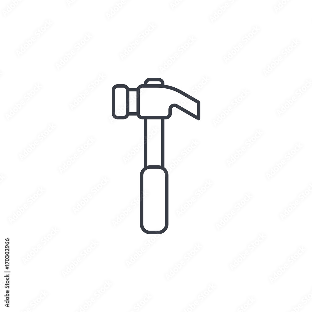 Hammer thin line icon. Linear vector illustration. Pictogram isolated on white background Hammer thin line icon. Linear vector illustration. Pictogram isolated on white background