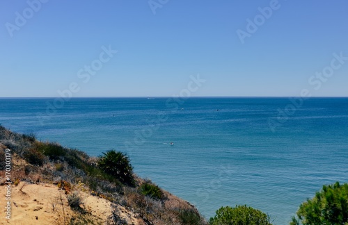 Beach coastline, sunny seascape landscape natural background