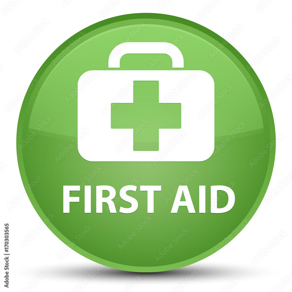 First aid special soft green round button First aid special soft green round button