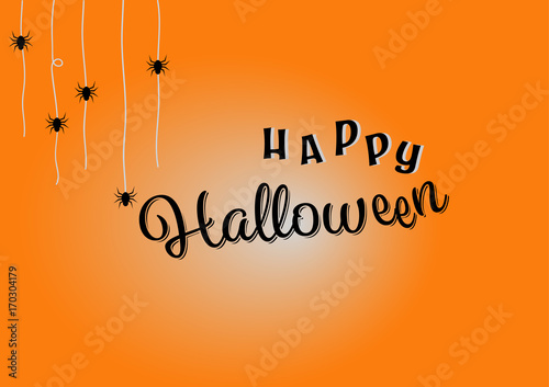 Happy Halloween lettering greeting card and message design background.