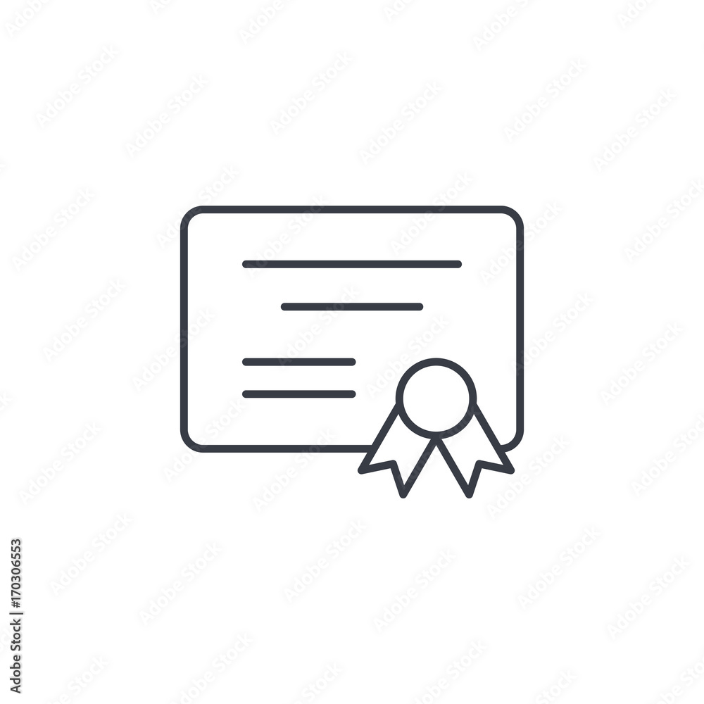 Diploma of honor thin line icon. Linear vector illustration. Pictogram isolated on white background Diploma of honor thin line icon. Linear vector illustration. Pictogram isolated on white background