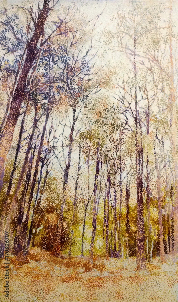 Thai dried forest ink oil closeup painting