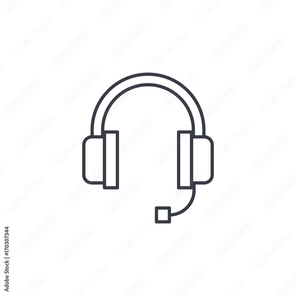 technical support, headphones microphone, operator thin line icon. Linear vector illustration. Pictogram isolated on white background technical support, headphones microphone, operator thin line icon. Linear vector illustration. Pictogram isolated on white background