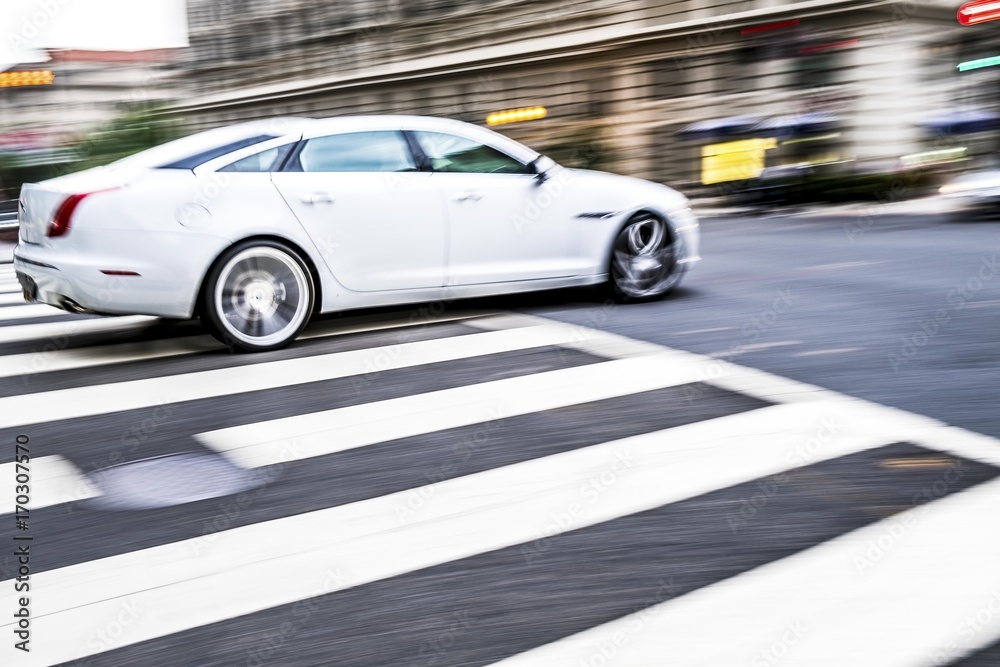 Car on the pedestrian crossing