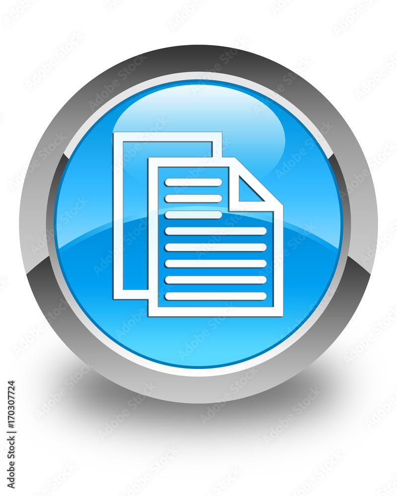Document pages icon glossy cyan blue round button Document pages icon glossy cyan blue round button
