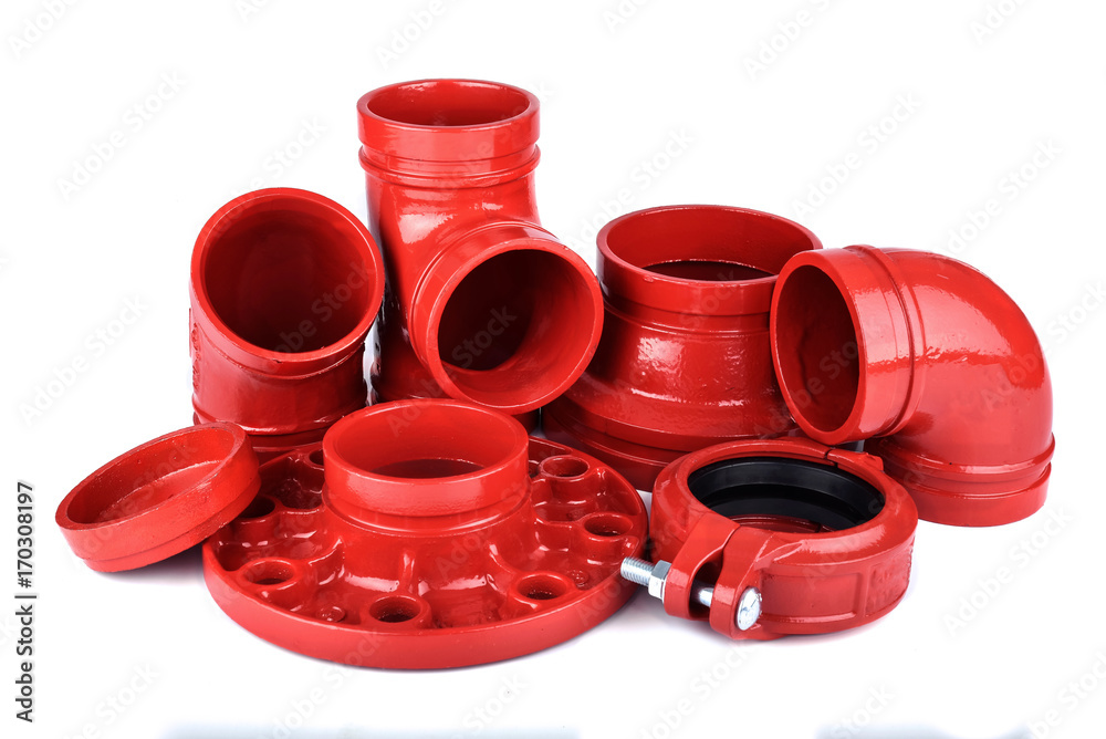 Fire Protection Pipe Fittings and Piping Connections StockFoto Adobe