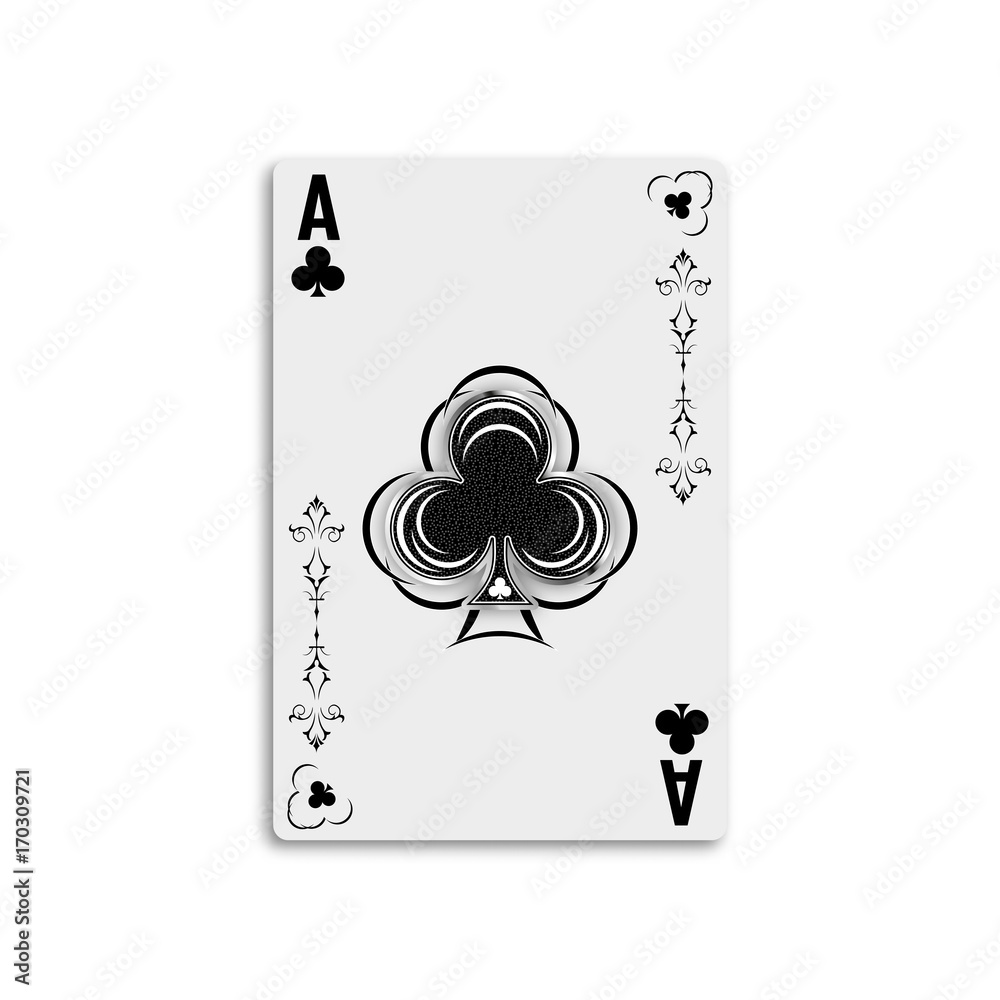 Ace of clubs. Design card from a deck of cards for playing poker and  casino. Vector illustration. Stock-Vektorgrafik | Adobe Stock