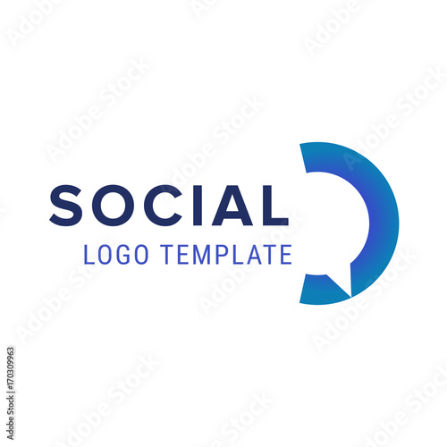 Social logo. Vector chat logo design template. Abstract communication vector logotypewith blue color.