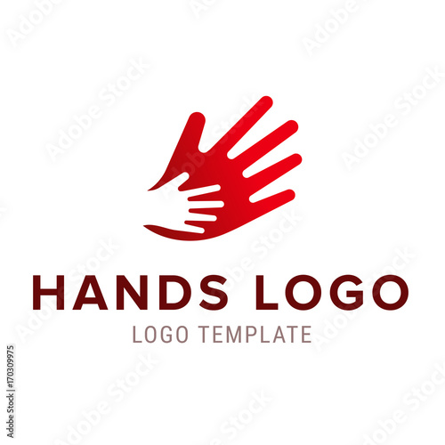 Hand to hand logo. Vector abstract logo design.