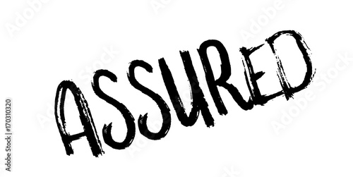 Assured rubber stamp. Grunge design with dust scratches. Effects can be easily removed for a clean, crisp look. Color is easily changed.