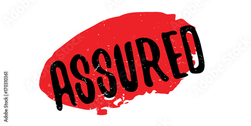 Assured rubber stamp. Grunge design with dust scratches. Effects can be easily removed for a clean, crisp look. Color is easily changed.