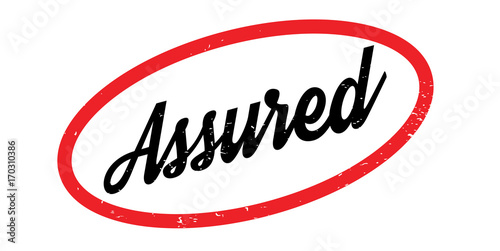 Assured rubber stamp. Grunge design with dust scratches. Effects can be easily removed for a clean, crisp look. Color is easily changed.
