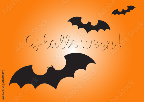 Happy Halloween lettering greeting card and message design background.