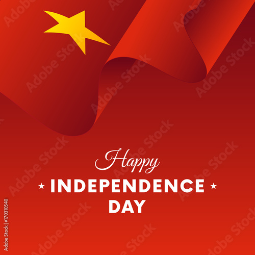Banner or poster of Vietnam independence day celebration. Waving flag. Vector illustration.