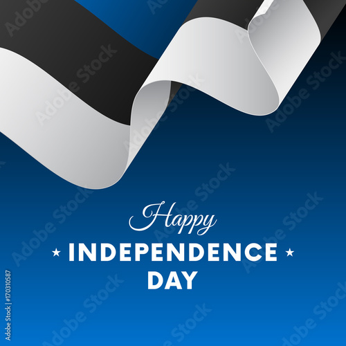 Banner or poster of Estonia independence day celebration. Waving flag. Vector illustration.