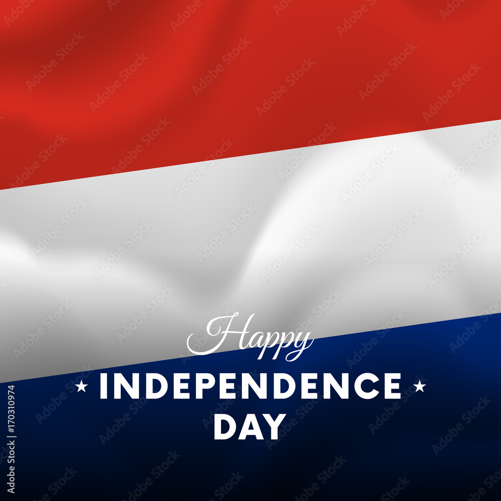 Banner or poster of Paraguay independence day celebration. Waving flag. Vector illustration.