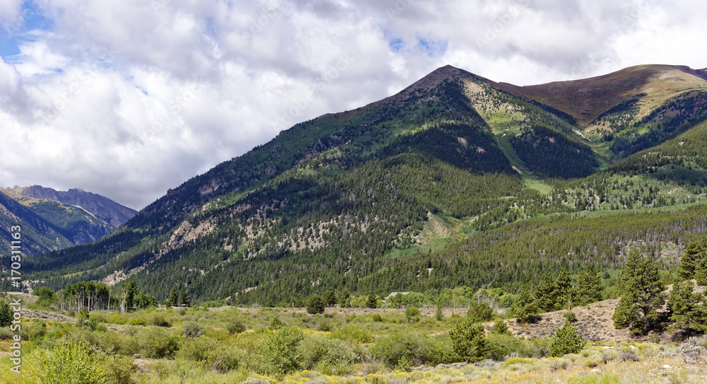 Rocky Mountain view from State Highway 82 near Twin Lakes, Colorado, U.S.A.