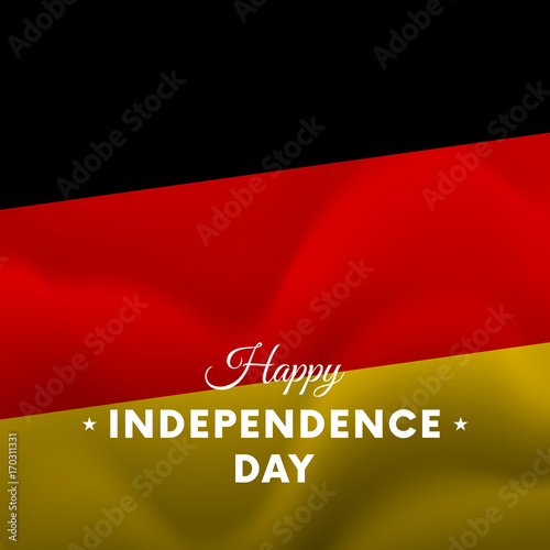 Banner or poster of Germany independence day celebration. Waving flag. Vector illustration. photo