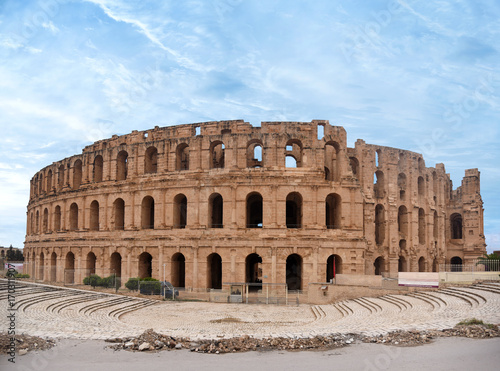 Roman Amphitheatre of El Jem: gladiatorial Arena of Tunisia. North Africa. Tunisia.