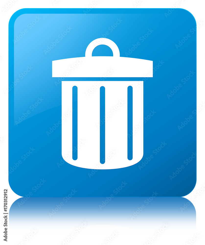 Recycle bin icon cyan blue square button Recycle bin icon cyan blue square button