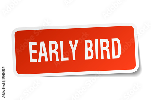 early bird square sticker on white