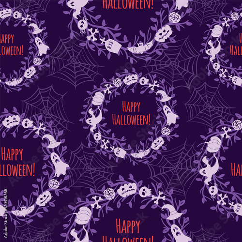 Happy Halloween. Seamless vector background.