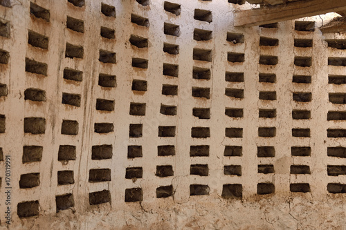 Detail of an old dovecote in Villaviudas, Tierra de Campos, Palencia province,Castilla y Leon, Spain