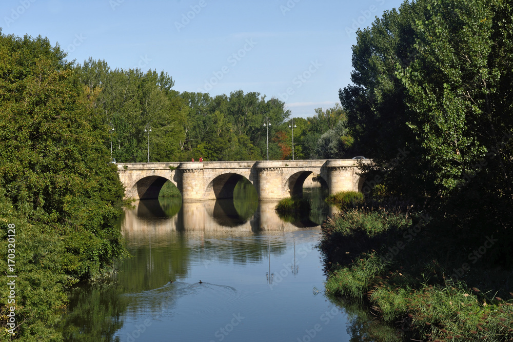 Mayor bridge in Palencia, Castilla y Leon, Spain